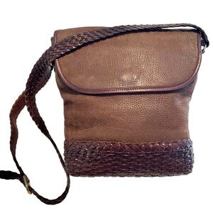 Vintage Leather Talbots Crossbody / Shoulder Basketweave Bag/Purse